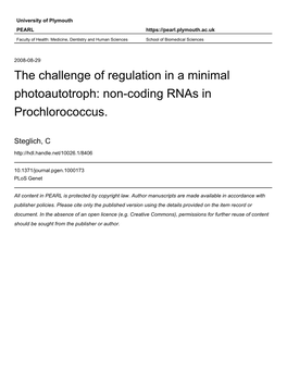 Non-Coding Rnas in Prochlorococcus
