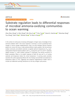 Substrate Regulation Leads to Differential Responses of Microbial Ammonia-Oxidizing Communities to Ocean Warming