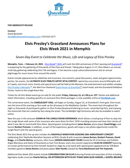 Elvis Presley's Graceland Announces Plans for Elvis Week 2021 In