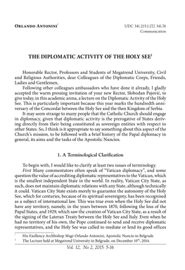 The Diplomatic Activity of the Holy See1