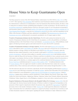 House Votes to Keep Guantanamo Open 5/26/2015