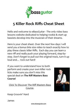 5 Killers Rock Riffs Cheat Sheet