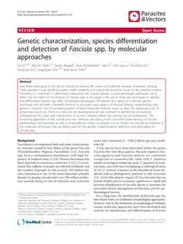 Genetic Characterization, Species Differentiation and Detection of Fasciola Spp