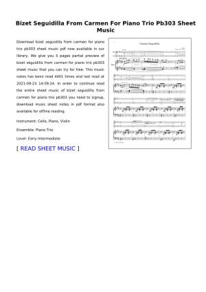 Bizet Seguidilla from Carmen for Piano Trio Pb303 Sheet Music