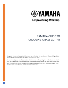 Yamaha Guide to Choosing a Bass Guitar