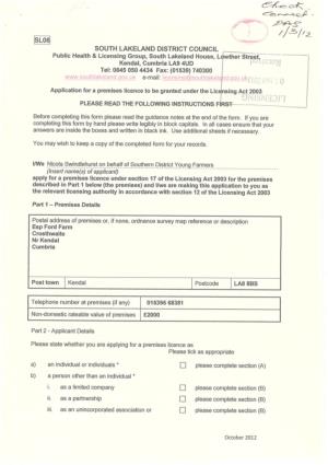 Application for a Premises Licence to Be Granted Under the Licensing Act