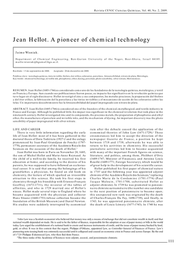 Jean Hellot. a Pioneer of Chemical Technology