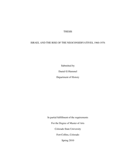 Thesis Israel and the Rise of the Neoconservatives, 1960