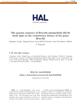 The Genome Sequence of Brucella Pinnipedialis B2/94 Sheds Light On