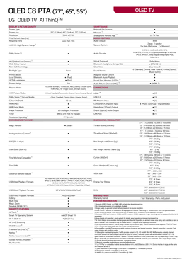 OLED C8 PTA (77", 65", 55") OLED TV LG OLED TV AI Thinqtm