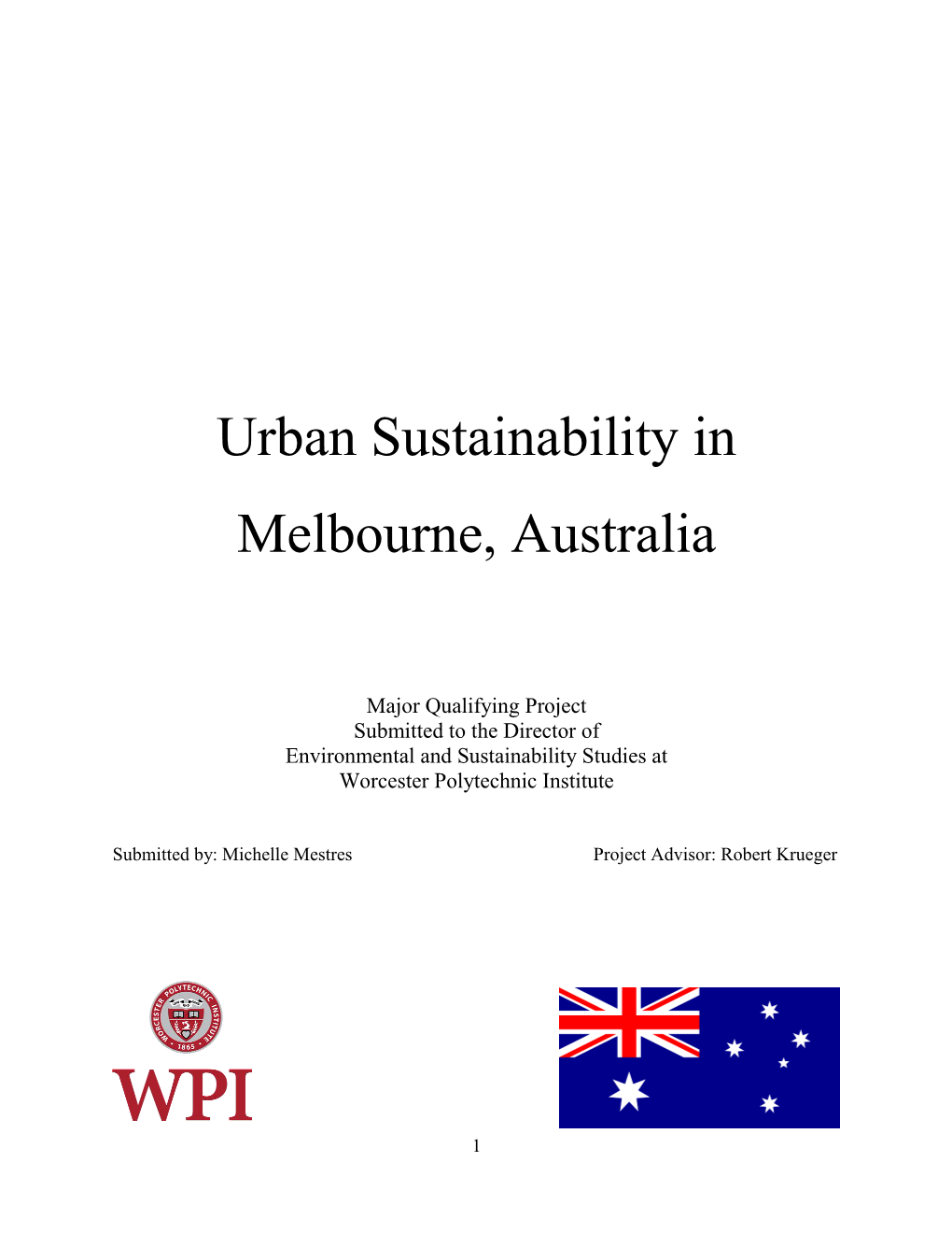 Urban Sustainability in Melbourne, Australia