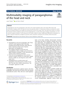 Multimodality Imaging of Paragangliomas of the Head and Neck Jarett Thelen1,2* and Alok A