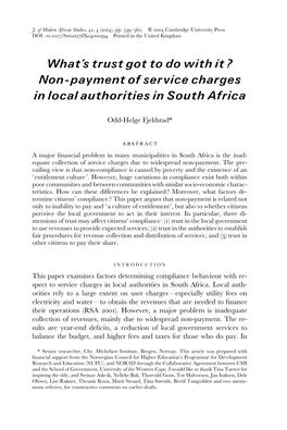 Non-Payment of Service Charges in Local Authorities in South Africa