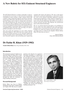 Eminent Structural Engineers Dr Fazlur R. Khan