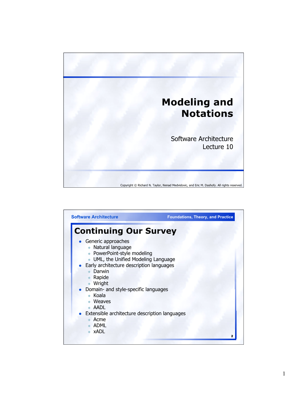 Modeling and Notations