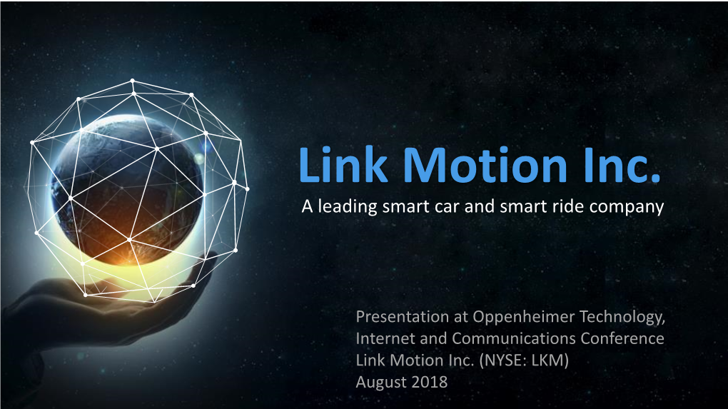 Link Motion Inc. a Leading Smart Car and Smart Ride Company