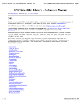 GNU Scientific Library – Reference Manual