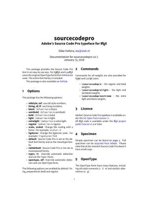 Sourcecodepro Adobe’S Source Code Pro Typeface for LATEX
