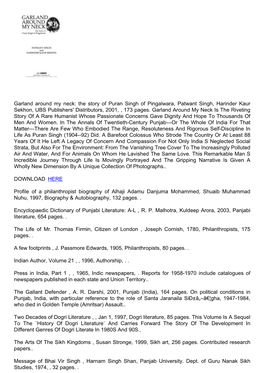 The Story of Puran Singh of Pingalwara, Patwant Singh, Harinder Kaur Sekhon, UBS Publishers' Distributors, 2001, , 173 Pages