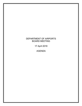DEPARTMENT of AIRPORTS BOARD MEETING 17 April 2019