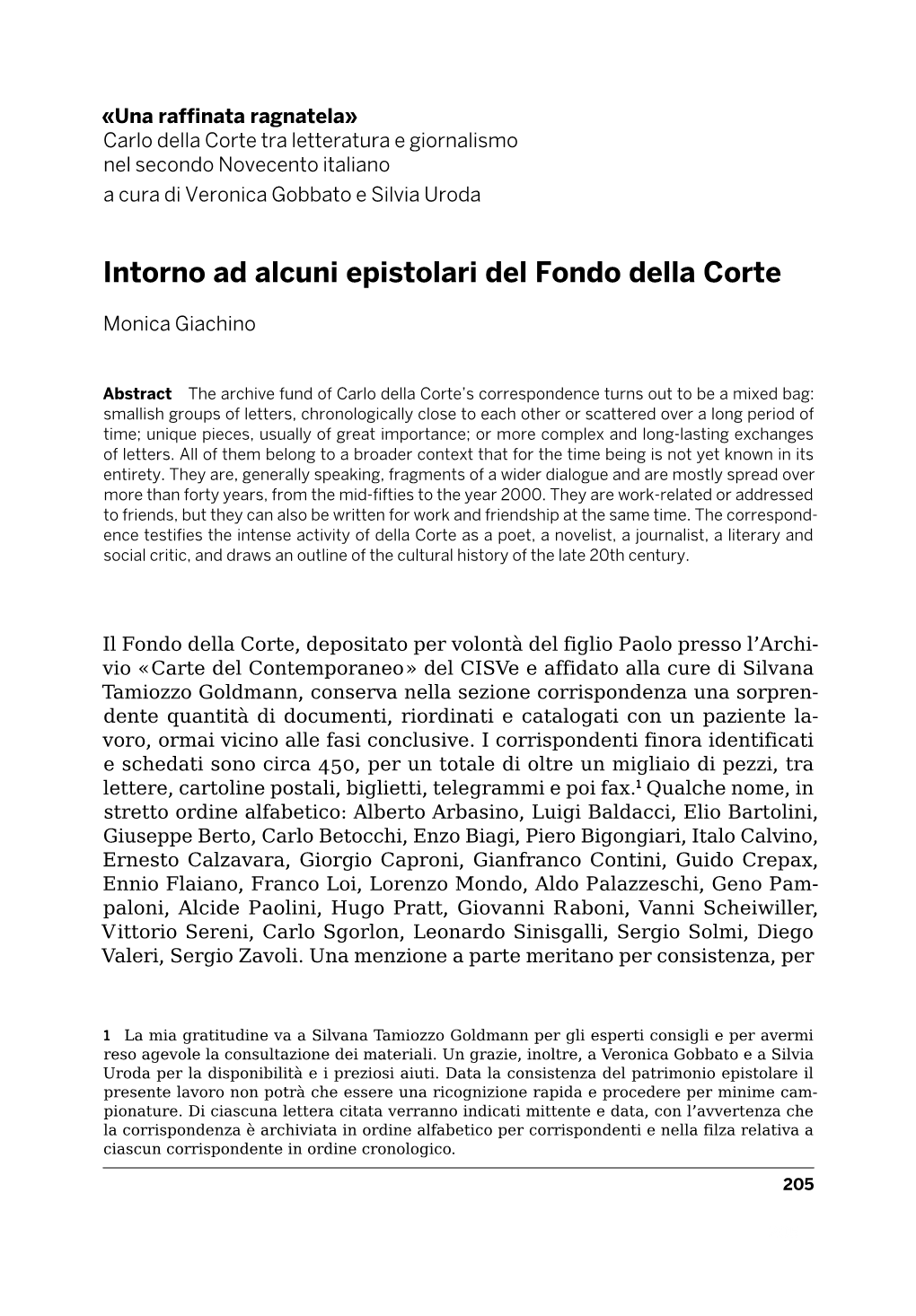 Intorno Ad Alcuni Epistolari Del Fondo Della Corte