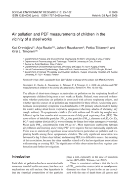 Air Pollution and PEF Measurements of Children in the Vicinity of a Steel Works