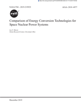 Comparison of Energy Conversion Technologies for Space Nuclear Power Systems