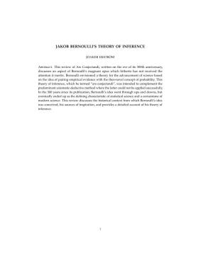 Jakob Bernoulli's Theory of Inference