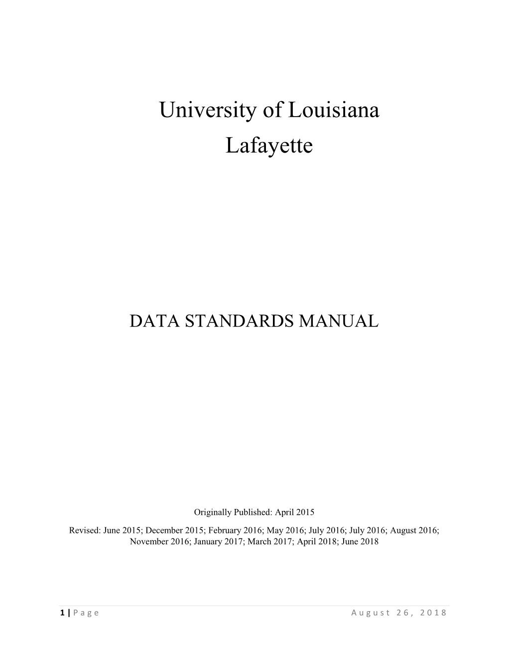 Data Standards Manual