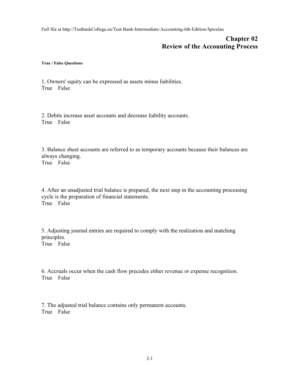 Chapter 02 Review of the Accounting Process