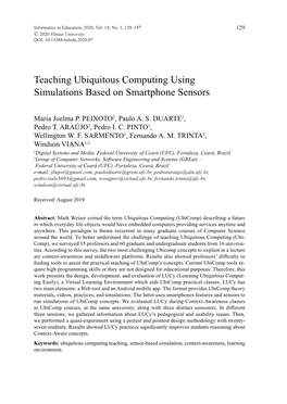 Teaching Ubiquitous Computing Using Simulations Based on Smartphone Sensors