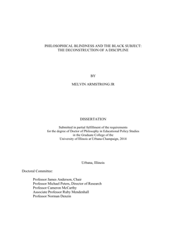 The Deconstruction of a Discipline by Melvin Armstrong Jr Dissertation