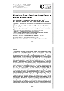 Cloud-Resolving Chemistry Simulation of a Hector Thunderstorm K