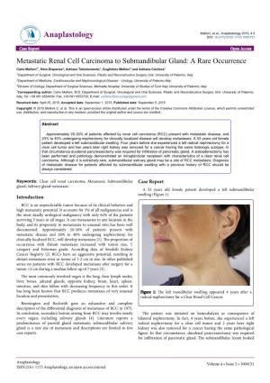 Metastatic Renal Cell Carcinoma to Submandibular Gland