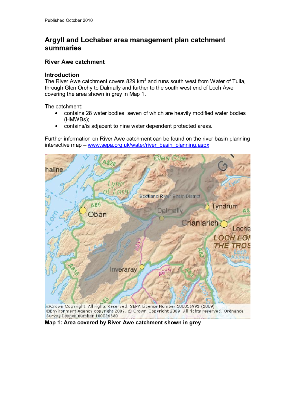 River Awe Catchment Summary