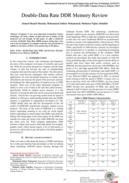 Double-Data Rate DDR Memory Review