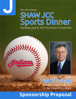 SHAW JCC Sports Dinner Thursday, June 8, 2017 | 5:30 Pm | Canal Park