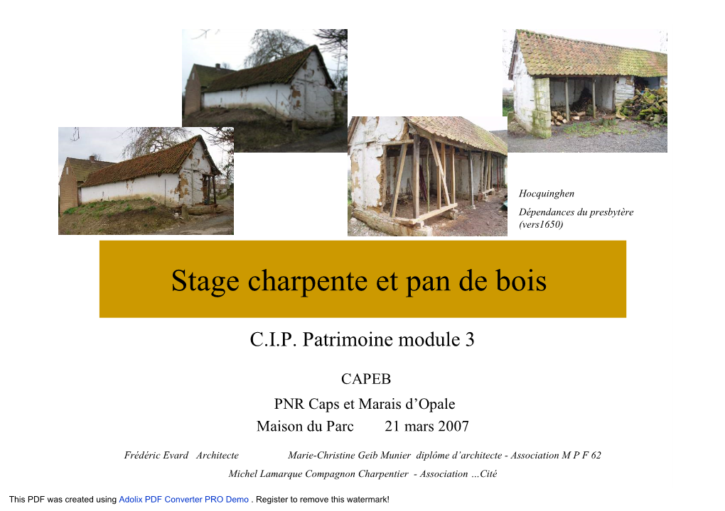 Stage Charpente Et Pans De Bois