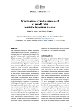 Growth Geometry and Measurement of Growth Rates in Marine Bryozoans: a Review