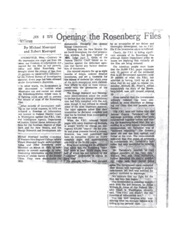 JAN 8 1976 Openin. G the Rosenberg Files