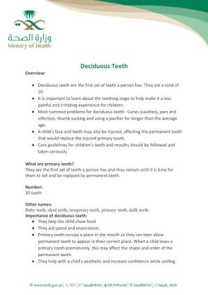 Deciduous Teeth Overview