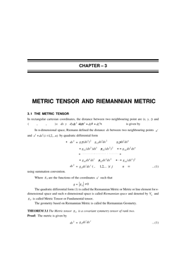 Metric Tensor and Riemannian Metric