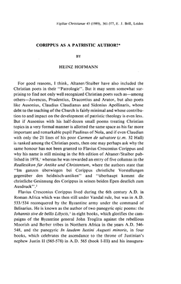 Corippus As a Patristic Author?* by Heinz Hofmann