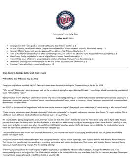 Minnesota Twins Daily Clips Friday, July 17, 2015 Change Does The