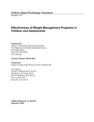 Effectiveness of Weight Management Programs in Children and Adolescents