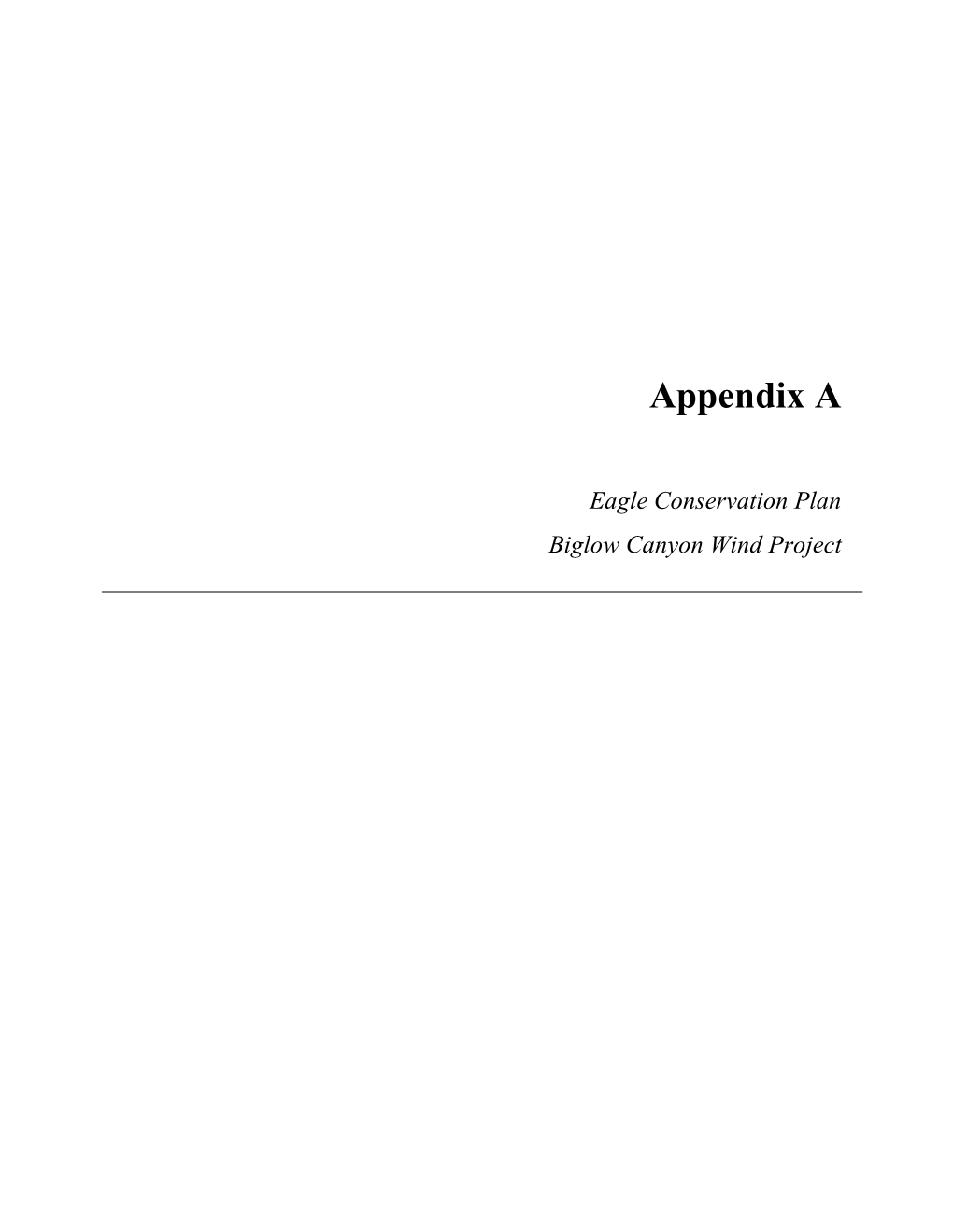 Appendix a Eagle Conservation Plan