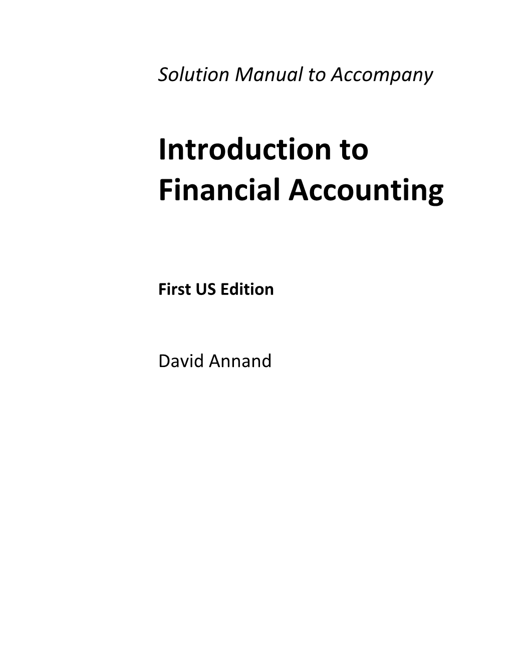 Introduction to Financial Accounting