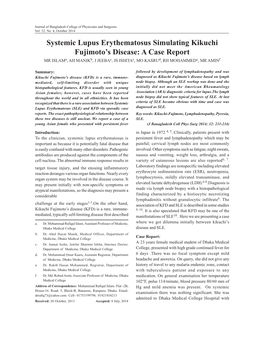 Systemic Lupus Erythematosus Simulating Kikuchi Fujimoto's Disease