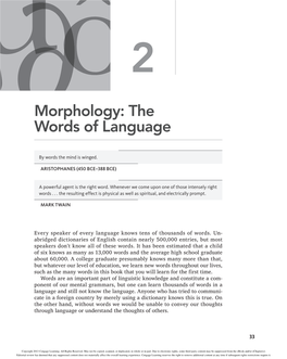 Morphology: the Words of Language
