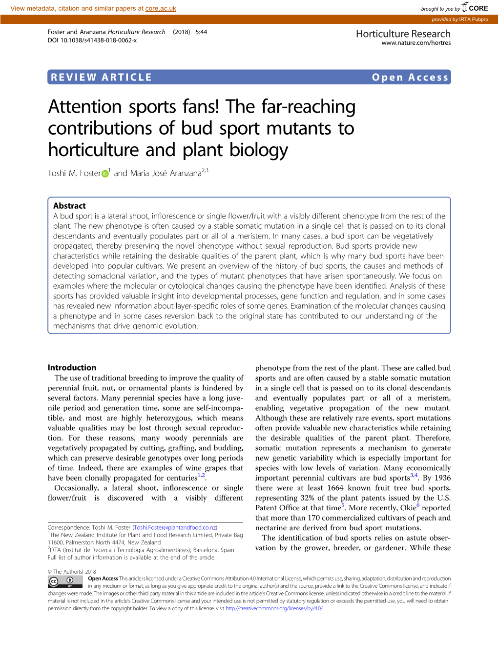 The Far-Reaching Contributions of Bud Sport Mutants to Horticulture and Plant Biology Toshi M